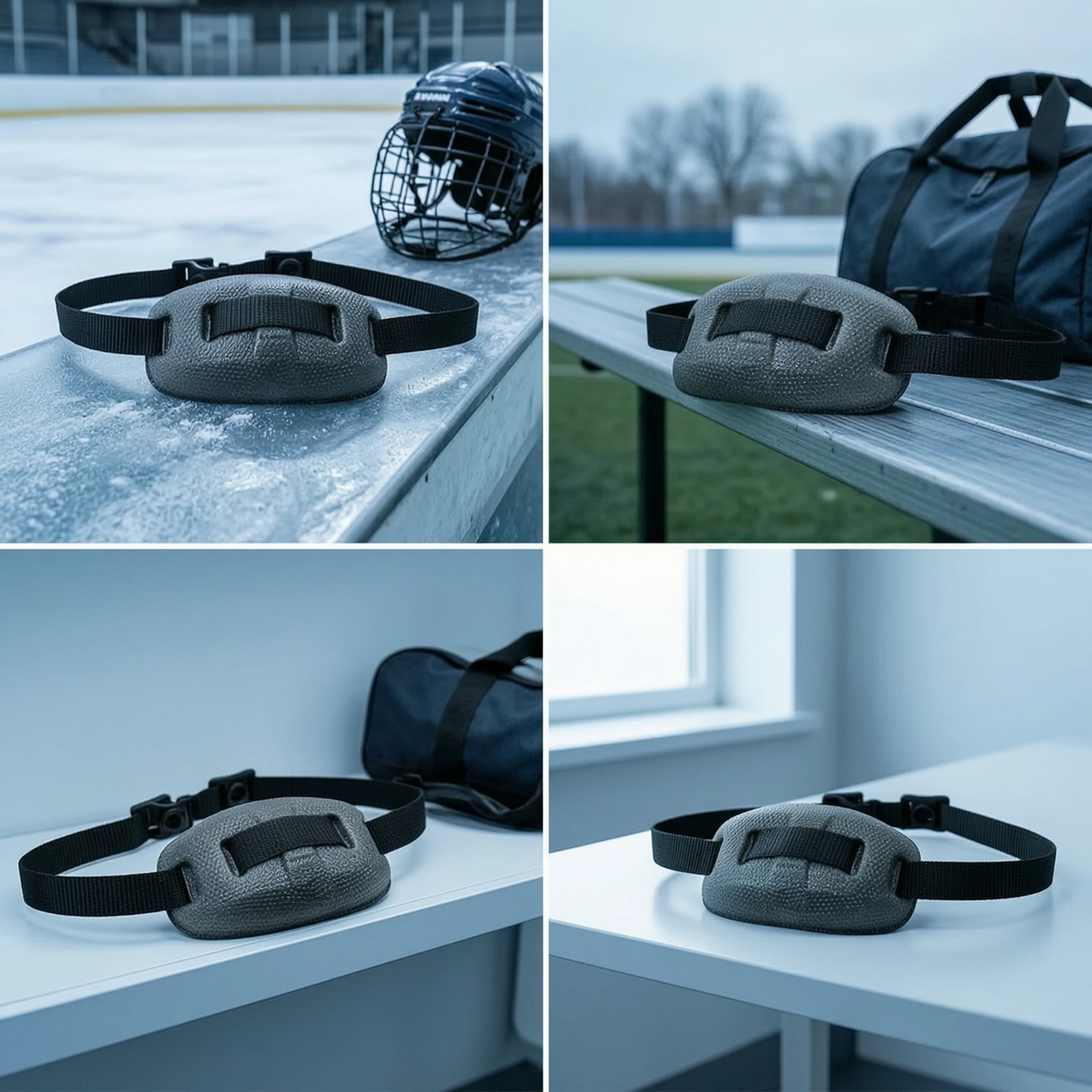 Chin Guard with Strap Openings Textured Helmet Chin Guard Safety Gear Impact Absorbing Slim-Fit for Hockey Players