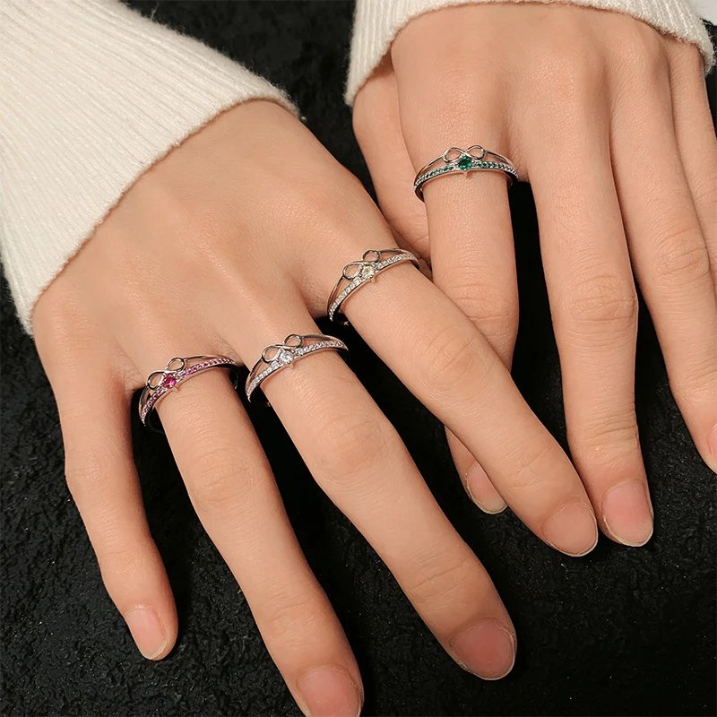

Light Luxury and Elegant Authentic S925 Silver Color Bow Women's Wedding Ring
