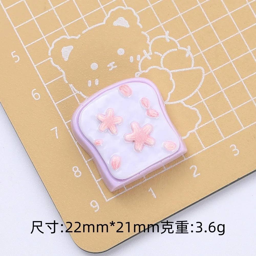 10Pcs Kawii resin cherry toast Series Miniature Flat Back Cabochons For Hairpin Scrapbooking DIY Home Decor Craft Accessories