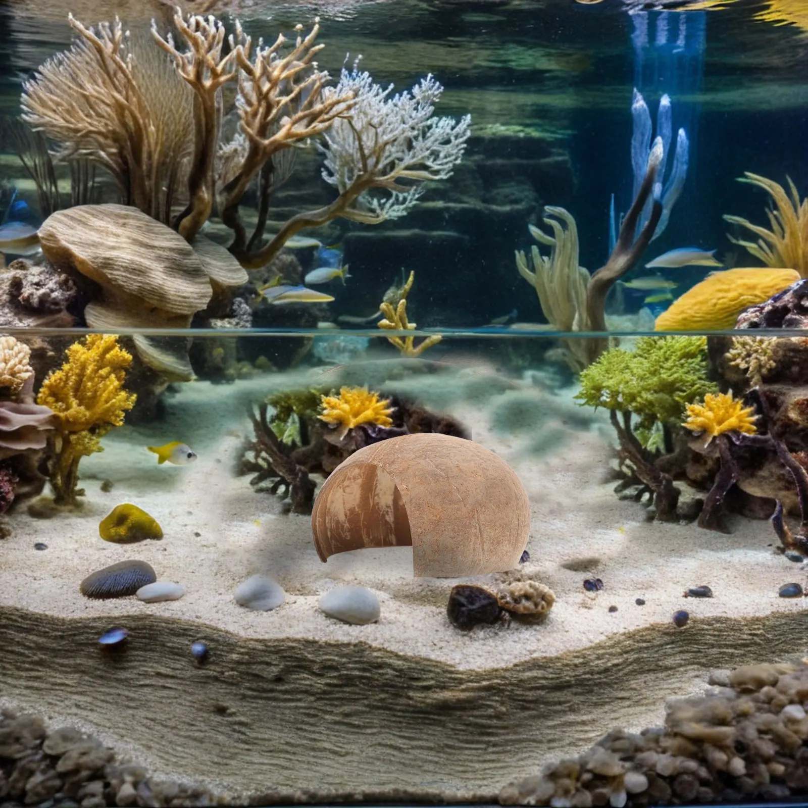 

2Pcs Aquarium Coconut Shell Rustic Fish Shelter Shrimp Hide Breeding Cave Reptile Turtle Snail Climber Habitat Decoration