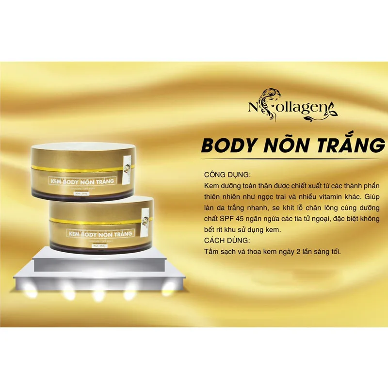 

Kem duong BODY non trang da white skin 250g Kem body nõn trắng N Collagen trắng da, giảm nám, tàn nhang, làm mờ các vết thâm