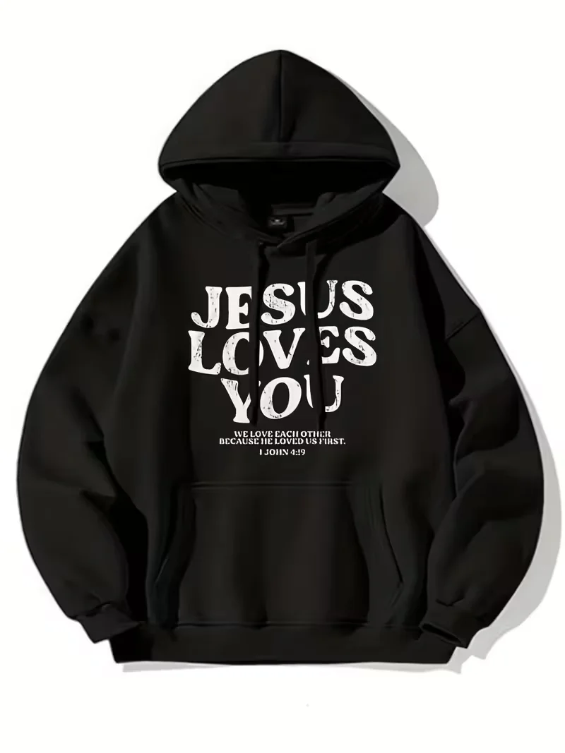 سويت شيرت رجالي فضفاض بقلنسوة 270 جرام - طباعة جرافيك مضحكة، هوديس برباط للارتداء اليومي الكاجوال، أكمام طويلة لعيد الميلاد #1