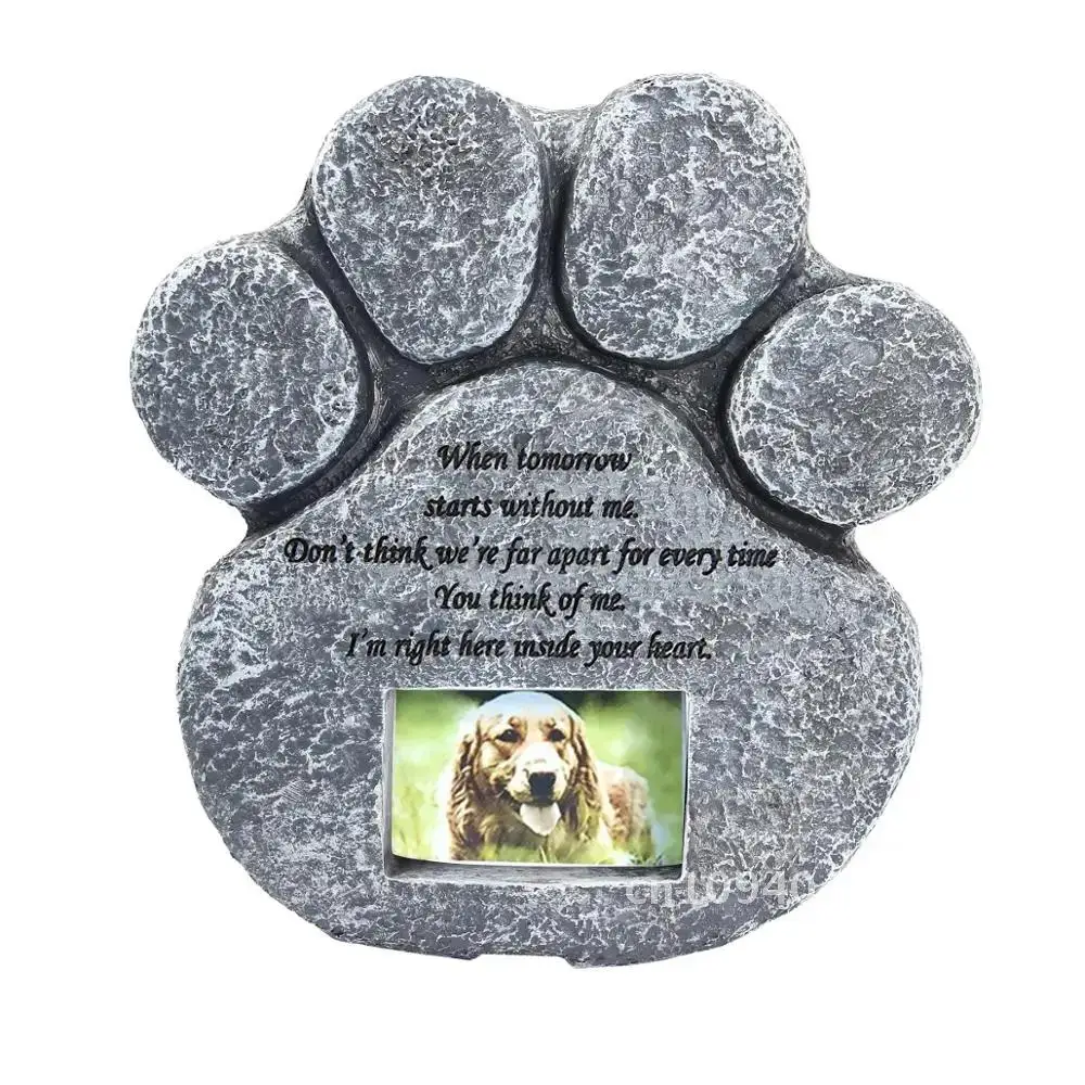 Pedras memorial para animais de estimação, para perda de pata de cachorro, presentes em forma de impressão, presentes para sepultura, memorial, animal de estimação, lápide, moldura, foto, gato