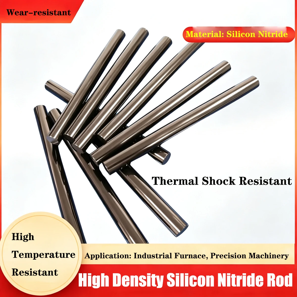 High Density Silicon Nitride Rod, Wear-Resistant High Temperature Industrial Furnace Part