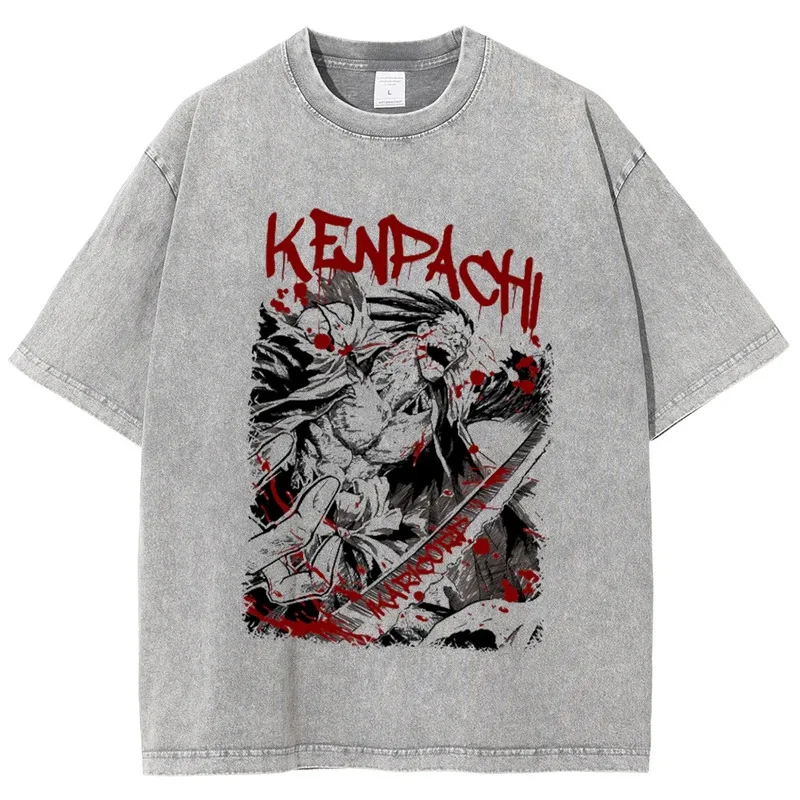 CyAnime BLEACH Grimmjow Jaegerjaques 쿨 티셔츠 남성 빈티지 워시드 티셔츠 만화 코튼 하라주쿠 남성 캐주얼 탑 티셔츠