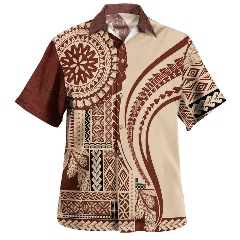 Camisa con estampado 3D de samoana americana para hombre, abrigo de brazo, camisas cortas, ropa fresca, moda de verano, Harajuku, Feliz Día de la independencia