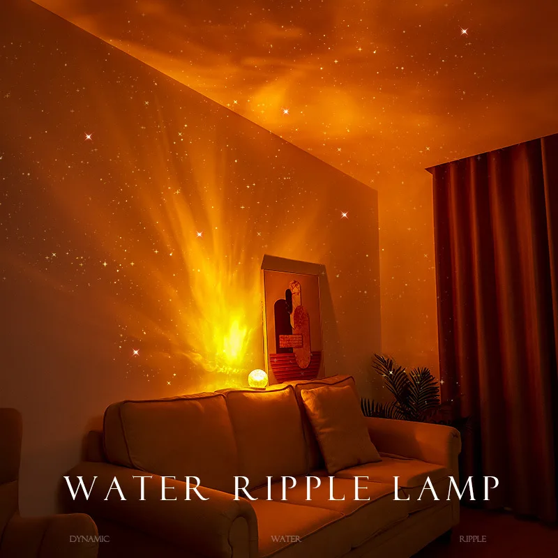 Crystal Lamp Water Ripple Projector Led Night Light Home Bedroom Aesthetic Room Xmas Decoration Gift Nightlights Sunset Lights