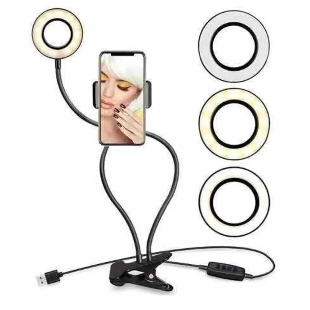 2 in 1 Mobile Phone Fill Light With Phone Holder for Selfie Live Digital Influencer Desktop  Photography LED Video Ring Light