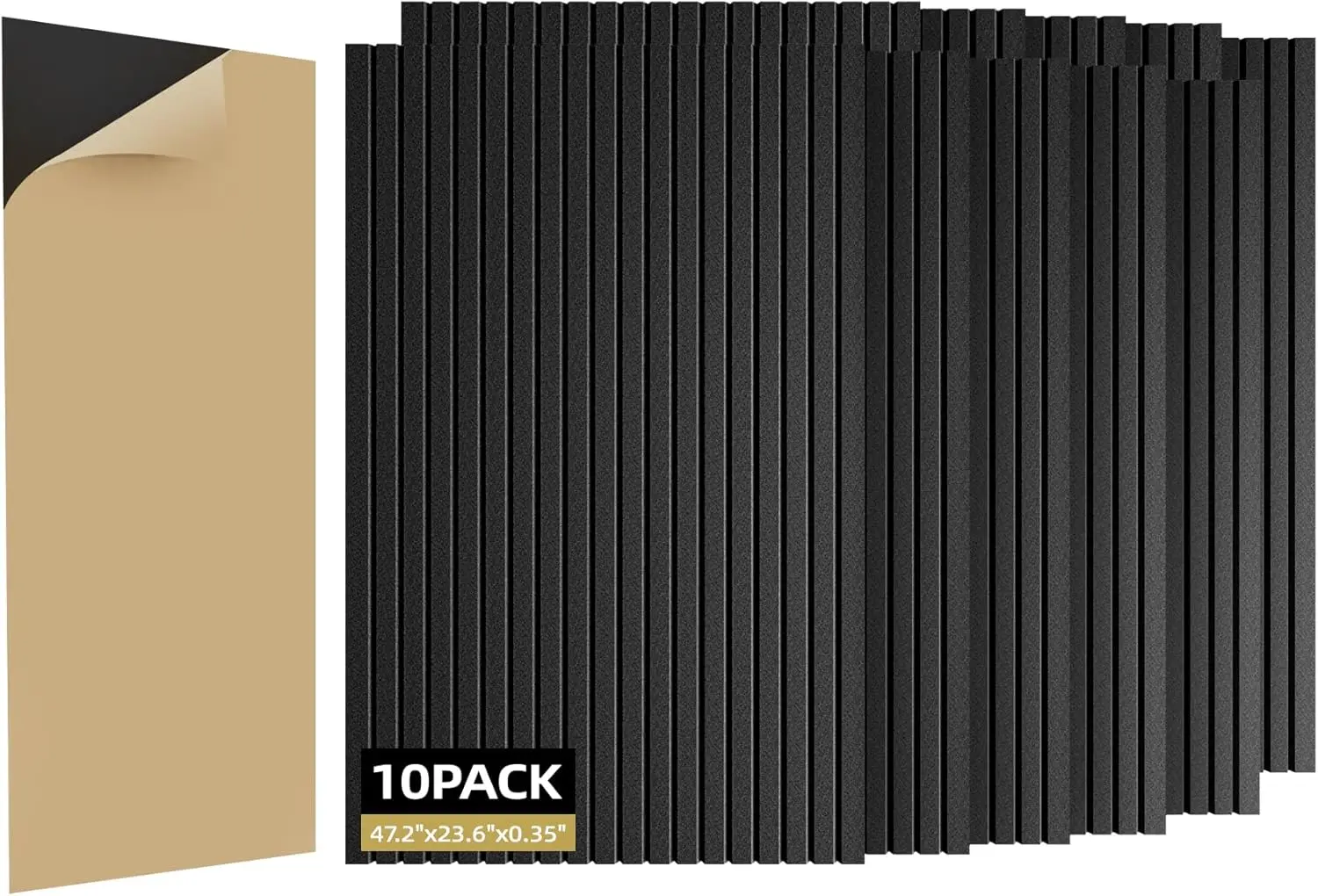 

10 Pack Large Acoustic Foam Panels, Self-Adhesive Soundproof Wall Panels for Home Studio Office Recording, Black