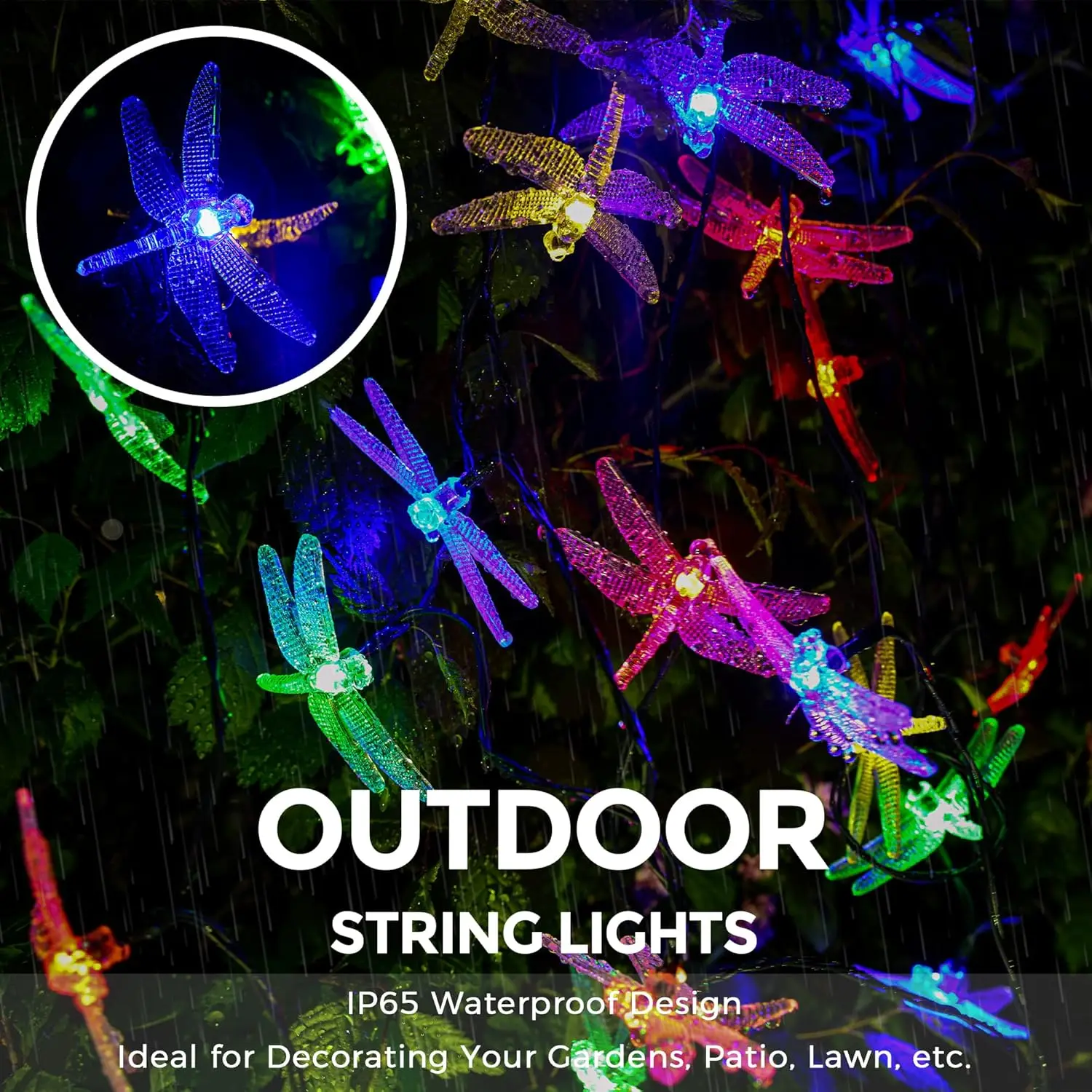 Imagem -02 - Solar Powered Dragonfly String Lights Guirlanda de Led Fairy Lights para Pátio Jardim Quintal Casamento Decoração de Natal m m 12m