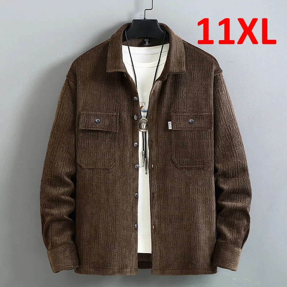 2025 New Spring Jacket Men Vintage Coat Plus Size 10XL 11XL Cargo s Male Fashion Causal Button Big