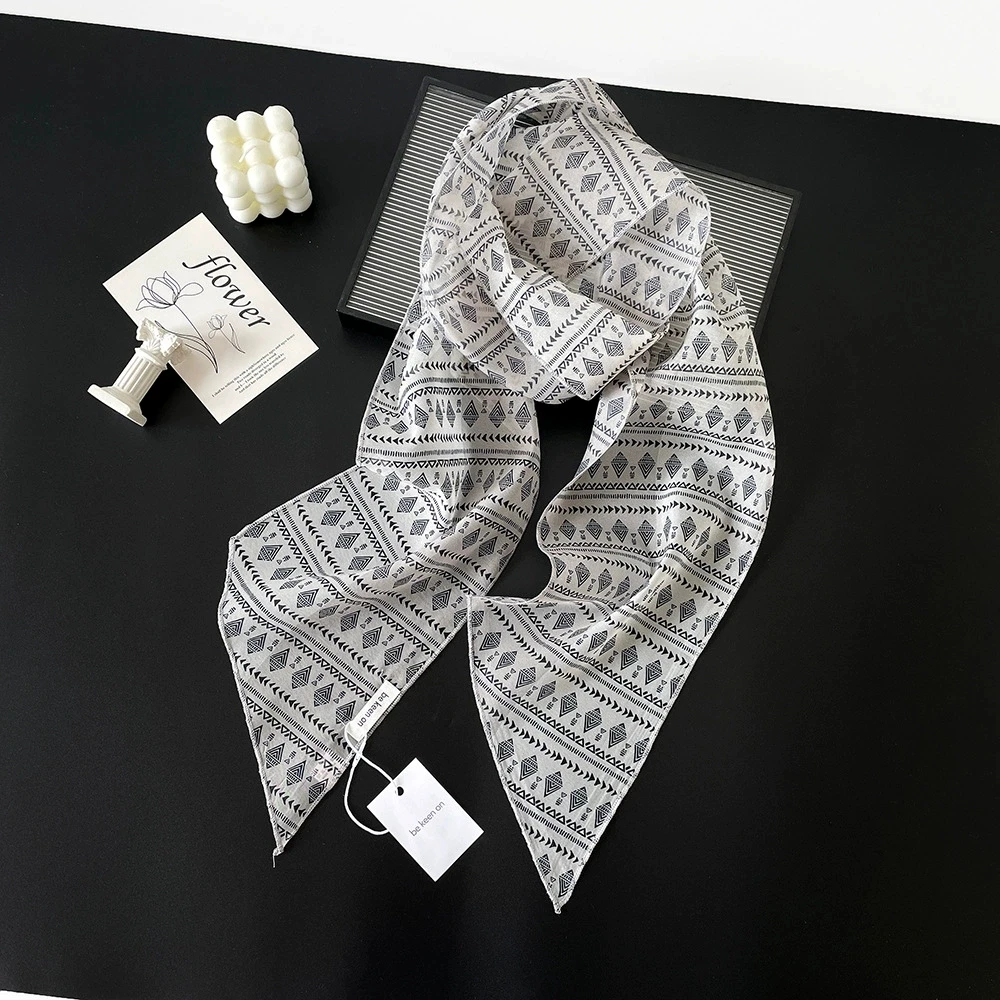 Écharpe coudée petit ruban femme longue bande petite écharpe nouée cou rétro écharpe fleur de cajou décoration petite écharpe en gros