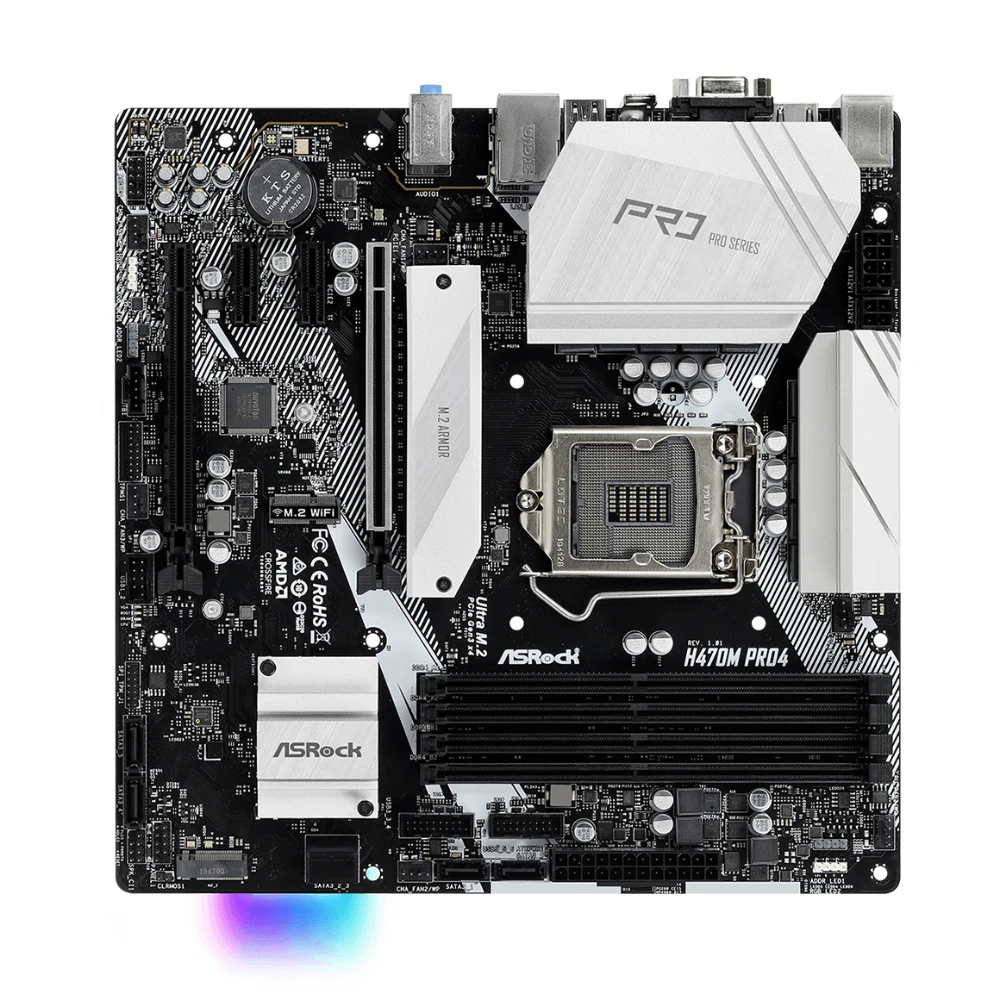 ASRock H470M PRO4 Motherboard LGA1200 Support i9-10900KF i7-10700F i5-10600K i5-10400 CPU DDR4 2933MHz NVME M.2 Micro ATX