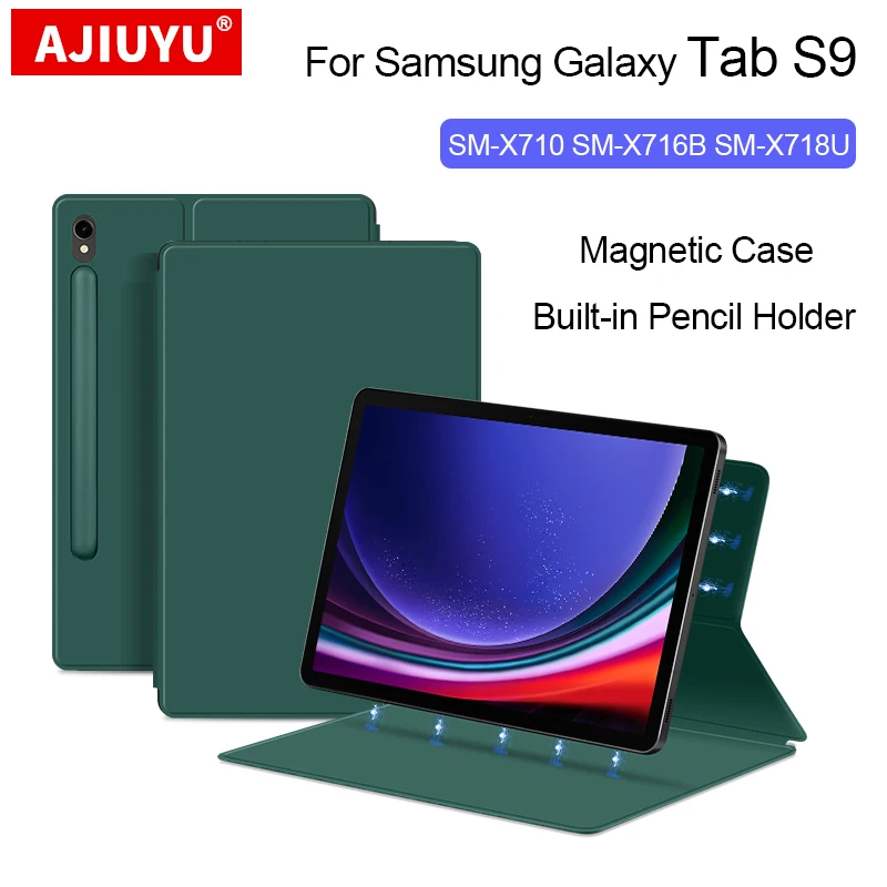 

Чехол для Samsung Galaxy Tab S9 11 ", Магнитный защитный чехол для Tab S9 SM-X710 X716B X718U, умный чехол, чехол с держателем для карандашей