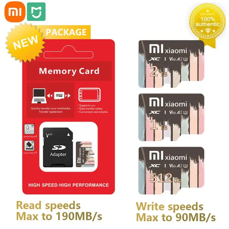 Xiaomi-Micro Memory Card para telefone, Mijia A2 Flash Card, Cartão SD de alta velocidade, 2TB, 1TB, 128GB, 256GB, 512GB, V60, A2