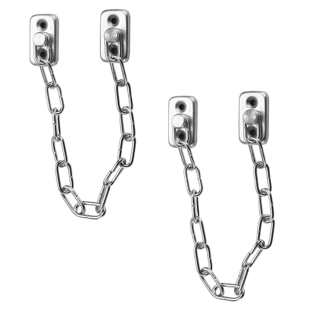 

2 Pcs Door and Window Protective Locks Security Child Proof Plug Chain Stainless Steel