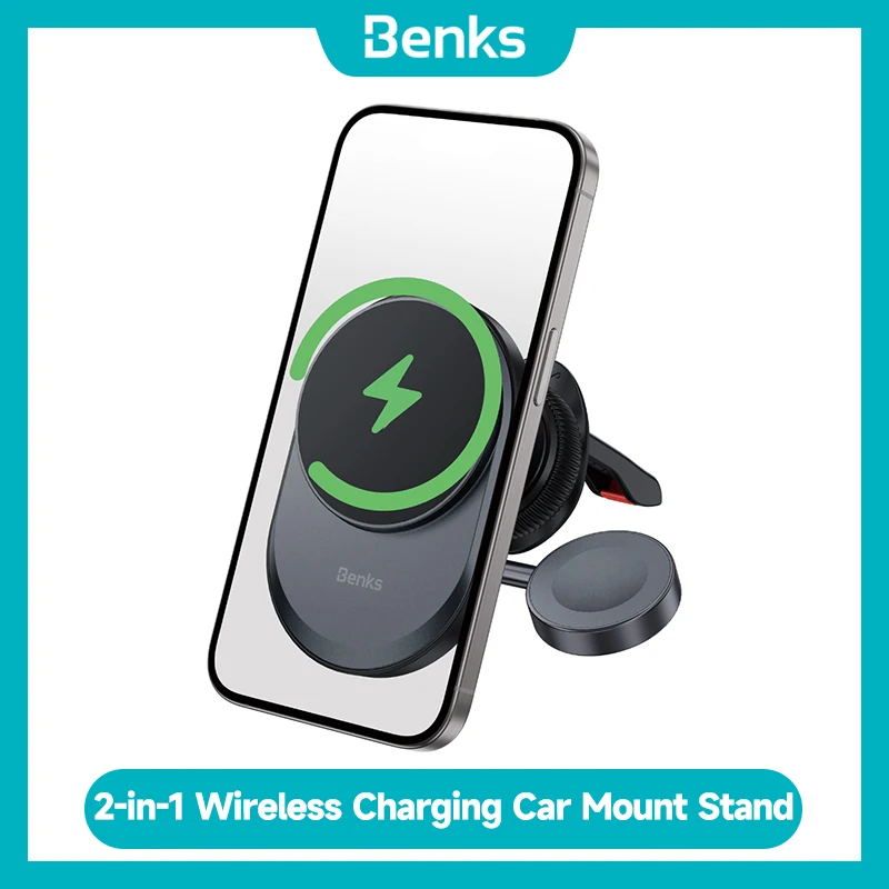 

Benks Infinity 2-in-1 Wireless Car Charger For iPhone 15 Pro Max Apple 14pro 12 13 Series With MagSafe Compatibility