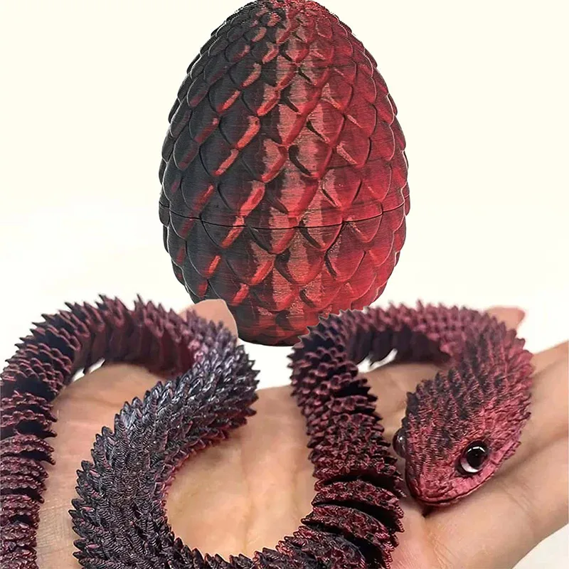 8cm 3D Printed Snake Egg with 30cm Joint Mobility Simulated Snake Desktop Ornament Home Decorate Year Of The Snake Kids Gift