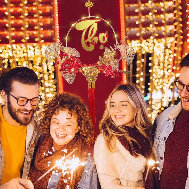 2025 Vietnamese Lunar New Year Decoration Light Up Snake Year Pendants New Year Decorations Festive Hangable Fu Character - Image 3