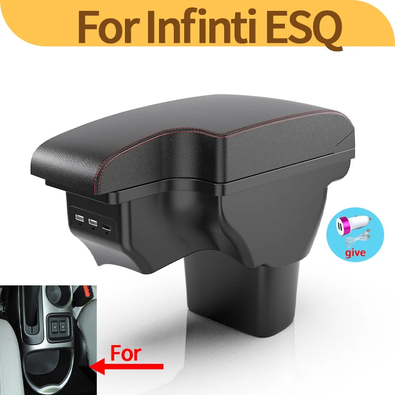 For Nissan Juke Armrest Infiniti ESQ Car Center Console 2010-2019 Interior Modification Double Layer Storage Box USB Accessories