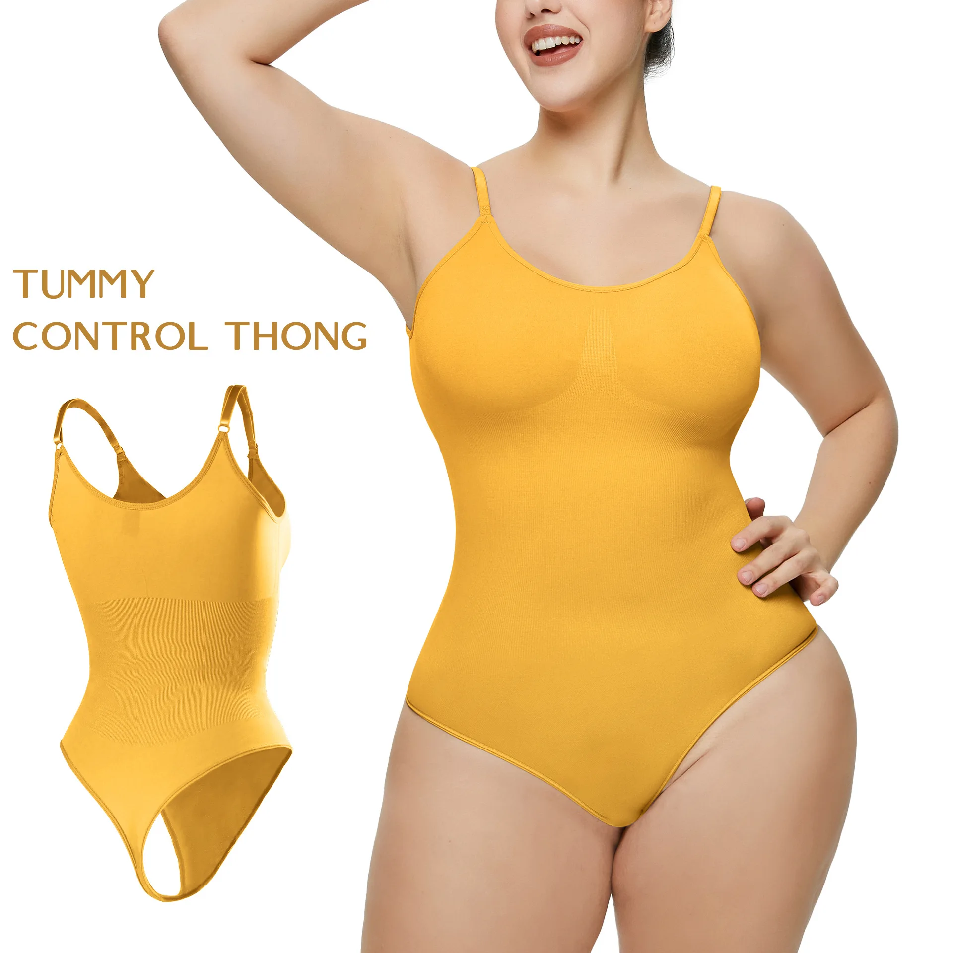 Seamless Body Shaper for Plus Size Women, Tummy Control Bodysuit with Open Bust and Crotch, Slimming Shapewear