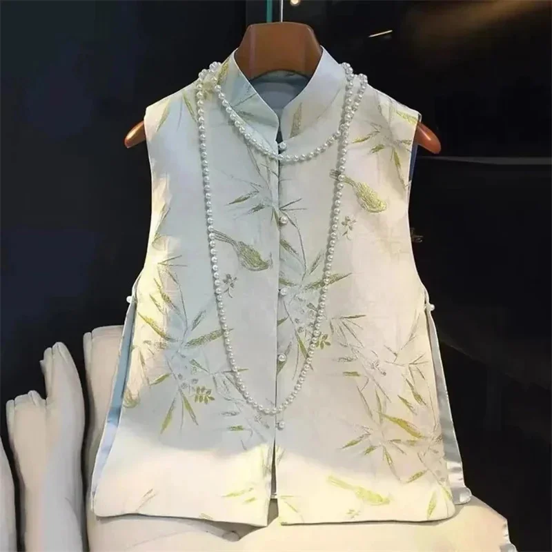 

Korean Vest Women 2026 NEW Spring Autumn Retro Jacquard Slim Casual Sleeveless Waistcoat Jacket Ladies Tops Fashion