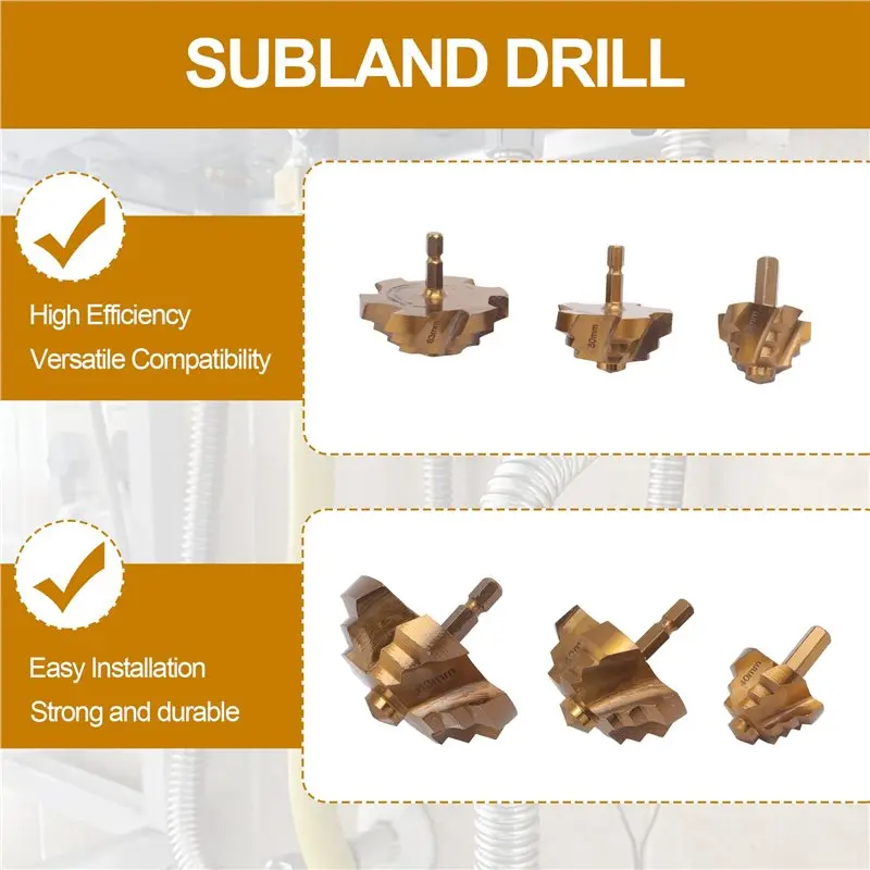 ABKJ-For Water Pipe Repair Tool- 3Pcs 8Mm Shank PPR Lifting,Stepped Drill Bit, 40/50/63Mm, For Water Pipe Connections