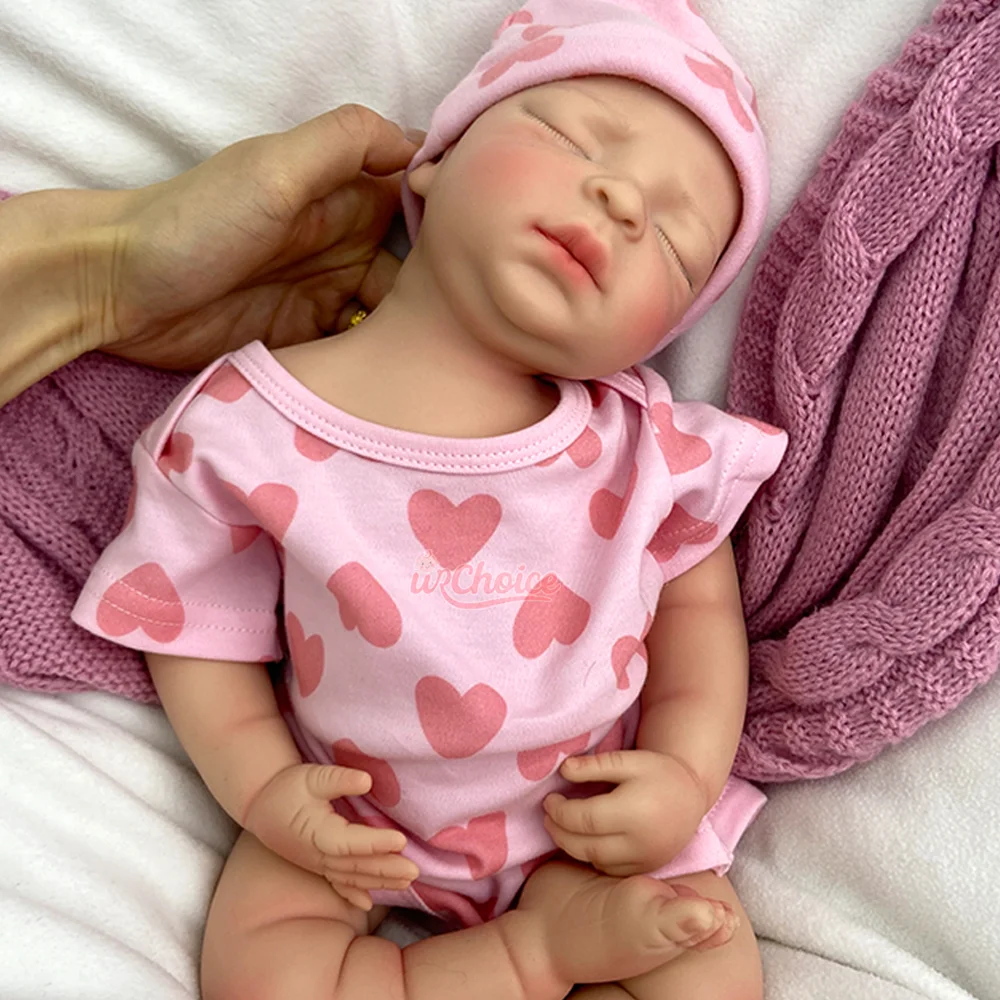 17 "siliconen reborn babypop waterdicht meisje levensecht geschilderd slapende bebe pop 3D huid zichtbare aderen collectible kunstpoppen