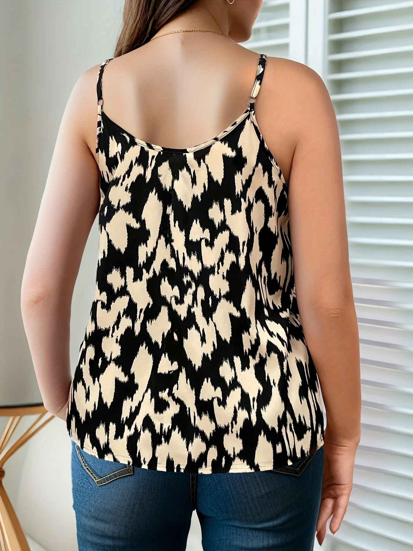 Ärmelloses Damen-Top mit Leopardenmuster in Übergröße, stilvolles, locker sitzendes Camisole für lässige, schicke Outfits – Detail 2