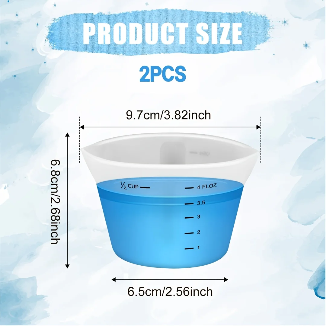 1 قطعة كوب قياس السيليكون الشفاف لتقوم بها بنفسك الجبس الجص 75/125 مللي راتنجات الايبوكسي الغراء خلط كوب مقاومة للحرارة مع مقياس #6