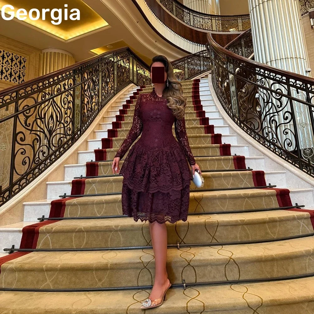 

Индивидуальные платья для выпускного вечера длиной до колена с v-образным вырезом и кружевом на молнии с длинными рукавами Элегантные и красивые женские платья по индивидуальному заказу