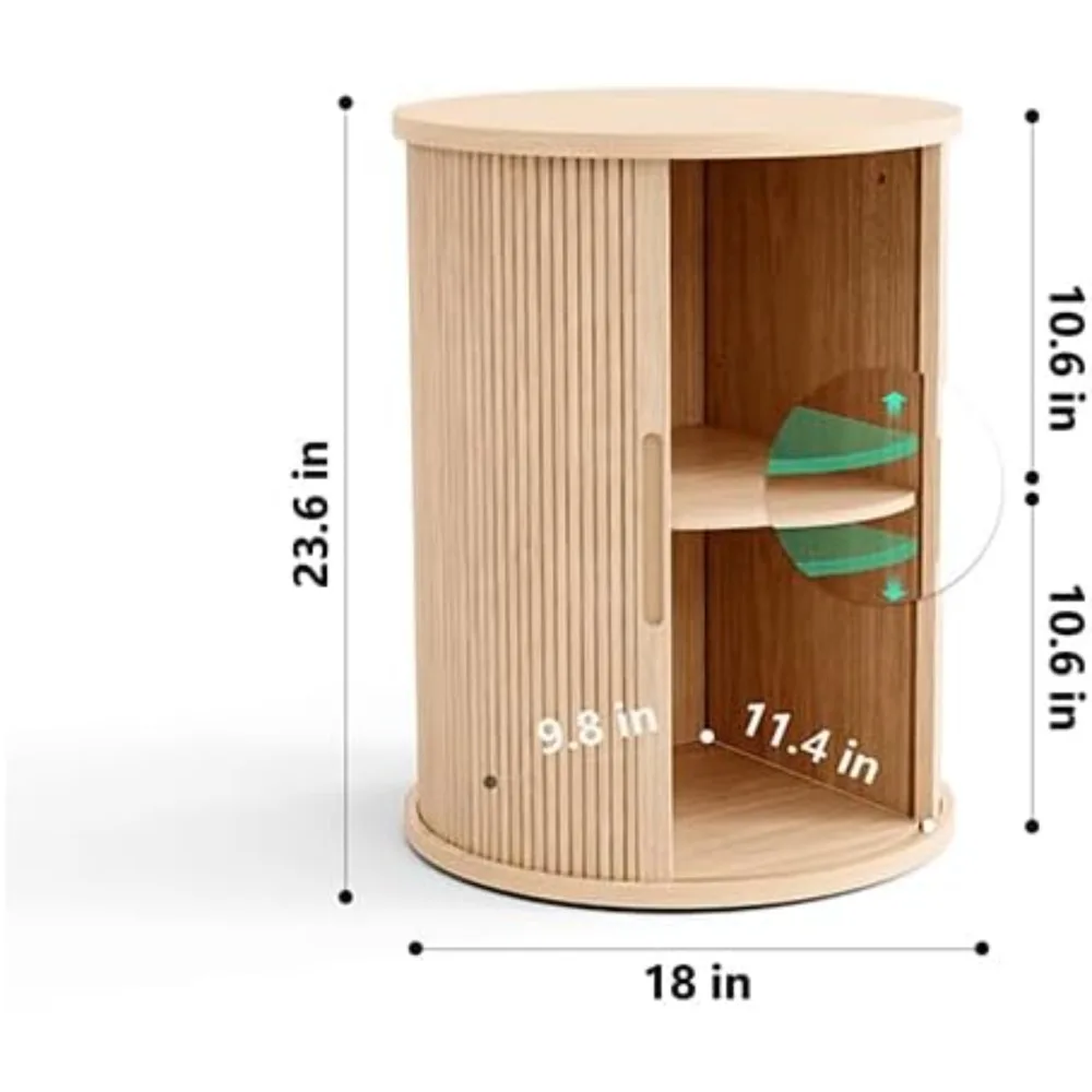 Mesas finais, mesa lateral com porta de pandeiro deslizante de armazenamento, prateleira ajustável pequena mesa de cabeceira de madeira para quarto sala de estar