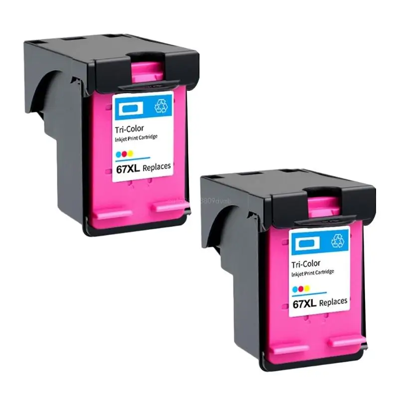 67XL Refillable Ink Cartridge Works with for HP Envy 6052 6055 6058 6075 6452 6455 6458 Printer Refill Ink Cartridge