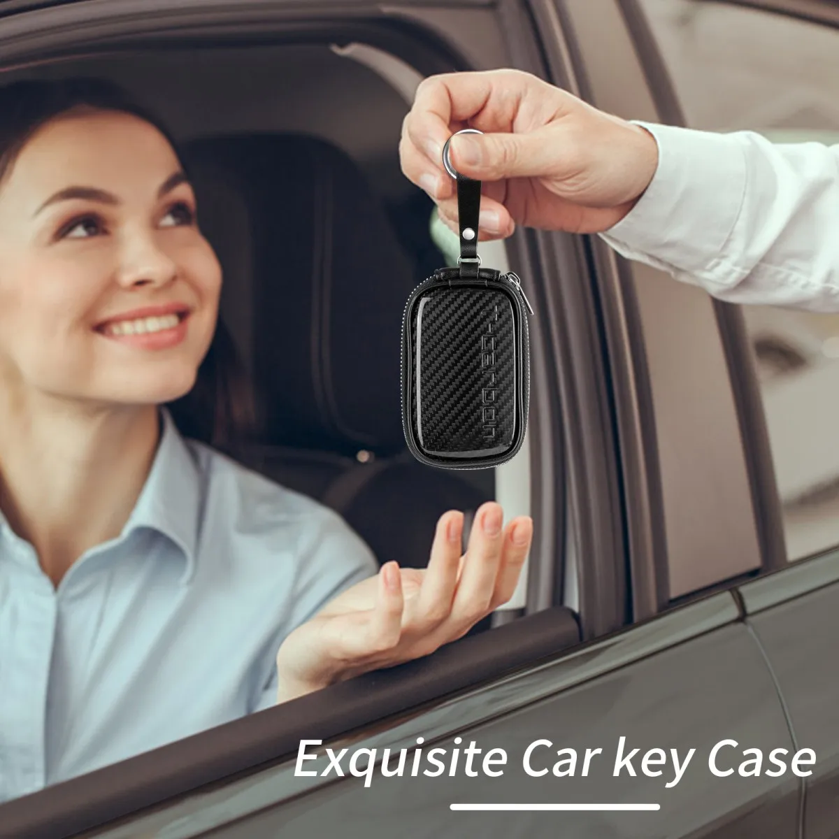 T-carbon Carbon Fiber Car Key Wallet Universal Key Fob Bag Protect From EMF, RFID, Car RFID Signal Blocking Key Fob Protector