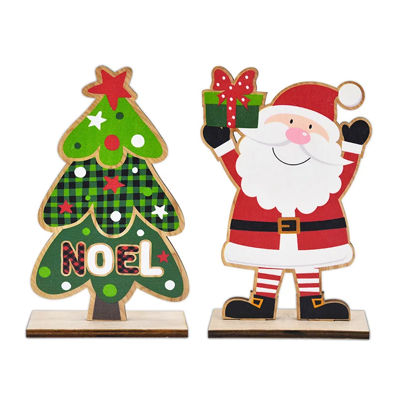 Christmas Wooden Table Ornament Santa Snowman Xmas Tree Christmas Decorations For Home 2024 Navidad New Year Kids Gift