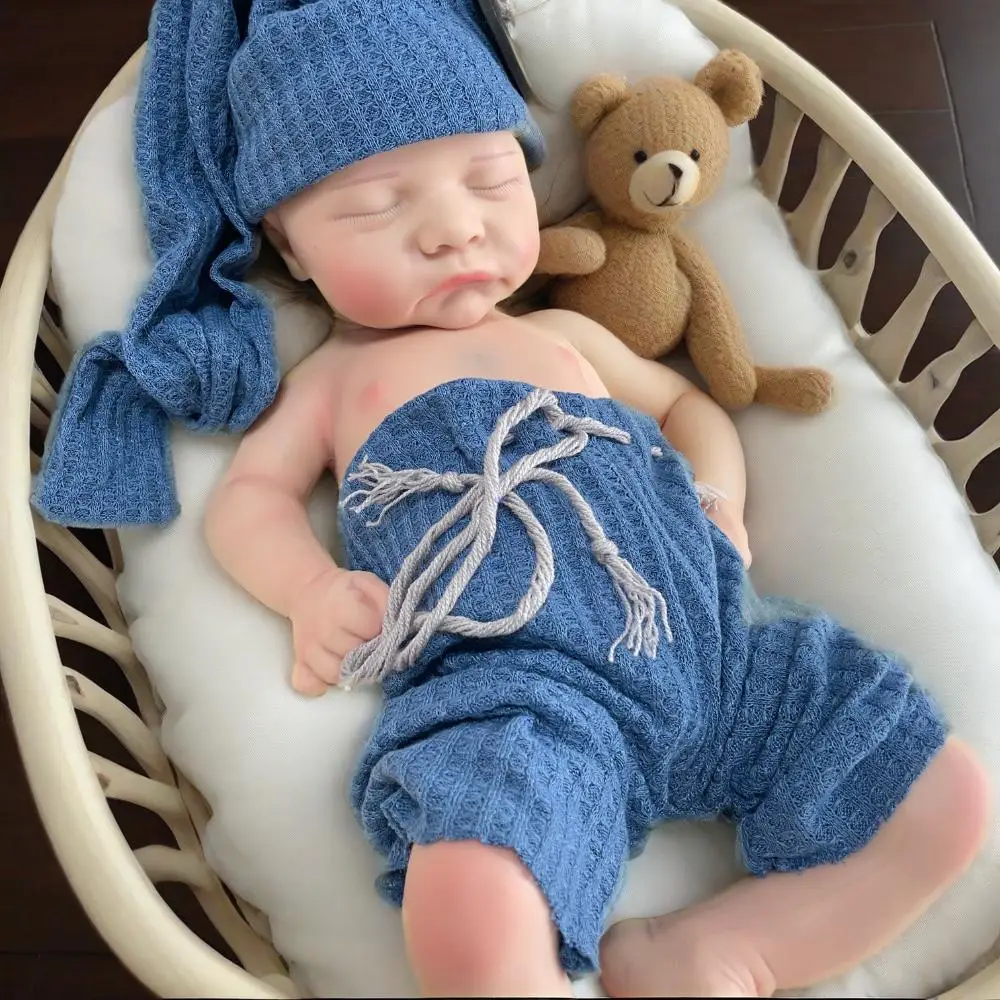 

17-дюймовая реалистичная силиконовая кукла реборн, ультрамягкое силиконовое тело, утяжеленное как настоящий ребенок для терапии и обнимания