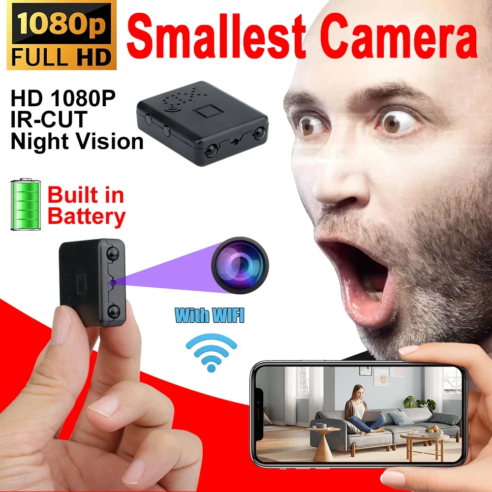 1080P HD Mini Camera Wifi Cam Built In Battery Home Security Small Camcorde IR Night Vision DVR Motion Detection Video Recorder