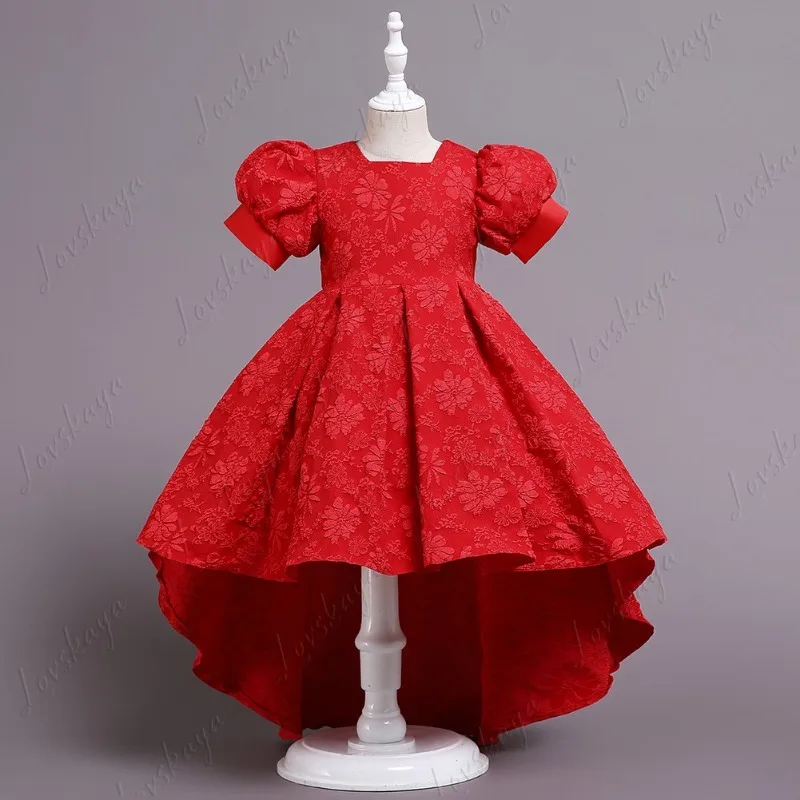 

Children's Fashion Show Trailing Skirt Evening Dress Princess Dress for Big Kids Flower Girl Jacquard Piano Performance Outfit