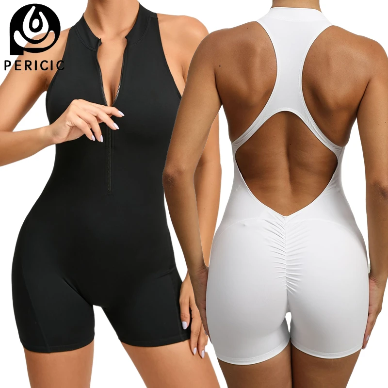 Women Jumpsuit Yoga Set Zipper Backless Sexy One-piece Bodysuit Fitness Quick-Dry High Elastic Sportswear Outfits Gym Clothing