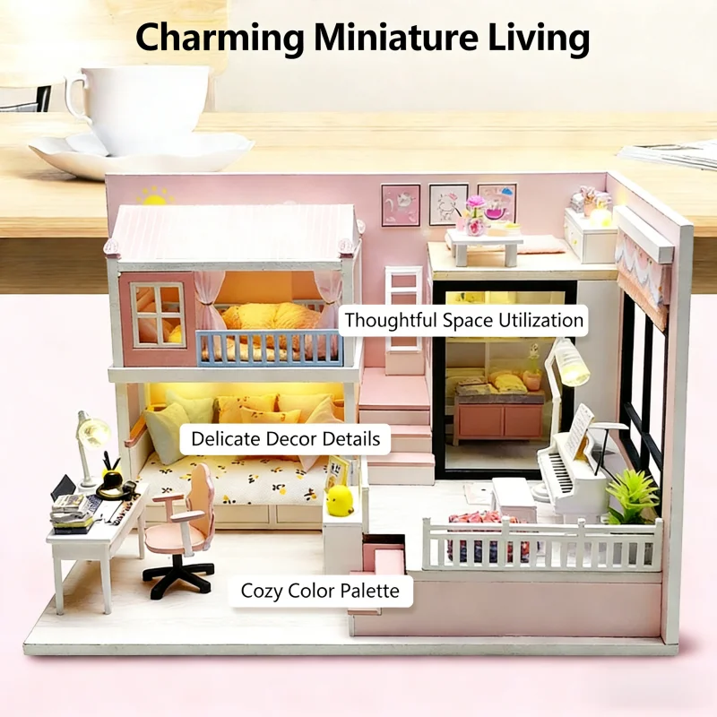 OUZEY 3D 木製パズル DIY ミニチュアハウスキット装飾モデルパズル装飾ティーンエイジベッドルーム興味深い DIY 誕生日ギフト