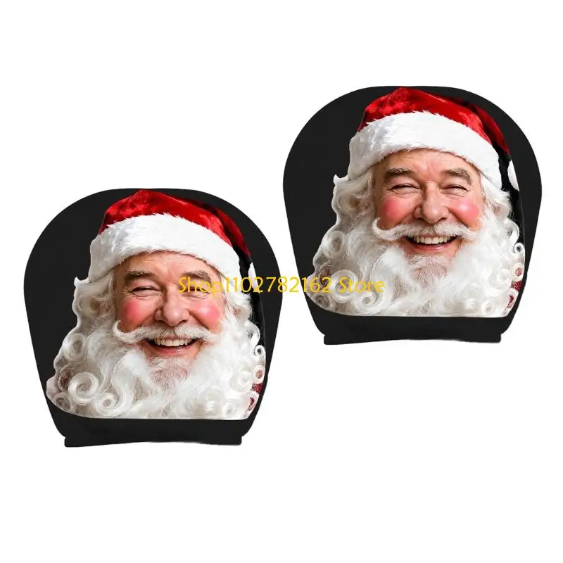 547B Holiday Headrest Cover Set for Cars with Santa Christmas Accent