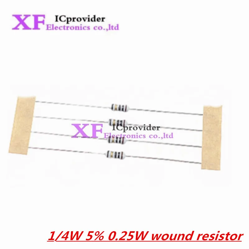 20pcs 1/4W 5% 0.25W Wire Wound Resistor Fuse Winding Resistance 0.5R 10R 0.5 1 2.2 3.3 3.9 4.7 5.1 10 ohm