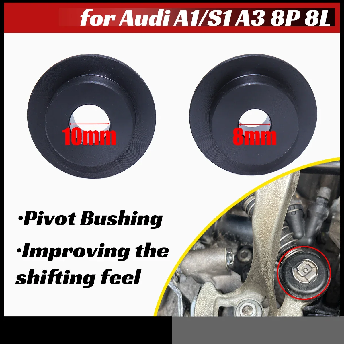 Upgrade Pivot Bushing for Audi A1/S1 A3 8P 8L Manual Gear Selector Shift Cable End Linkage Lock Washer Retaining Clip Solid Kit