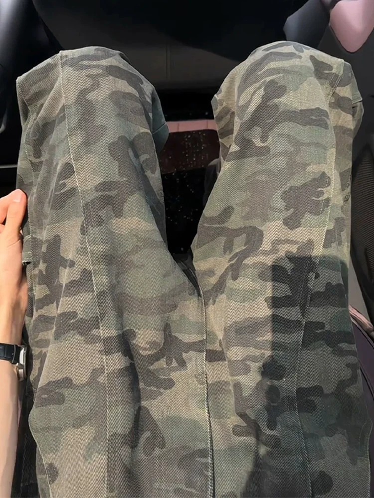 

Винтажные мужские джинсы с низкой талией и камуфляжным принтом, американские ретро-брюки для работы, прямые брюки в стиле лесоруба, модные брендовые брюки в стиле High Street