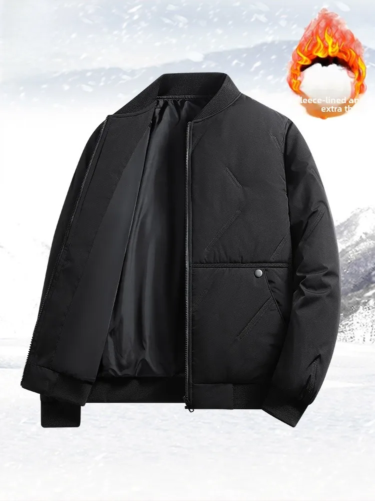 

Thiened Silk Cotton Winter Jaet for Men Baseball Collar Busin Casual Cotton Clothes Warm Cold Proof Men's Outerwear