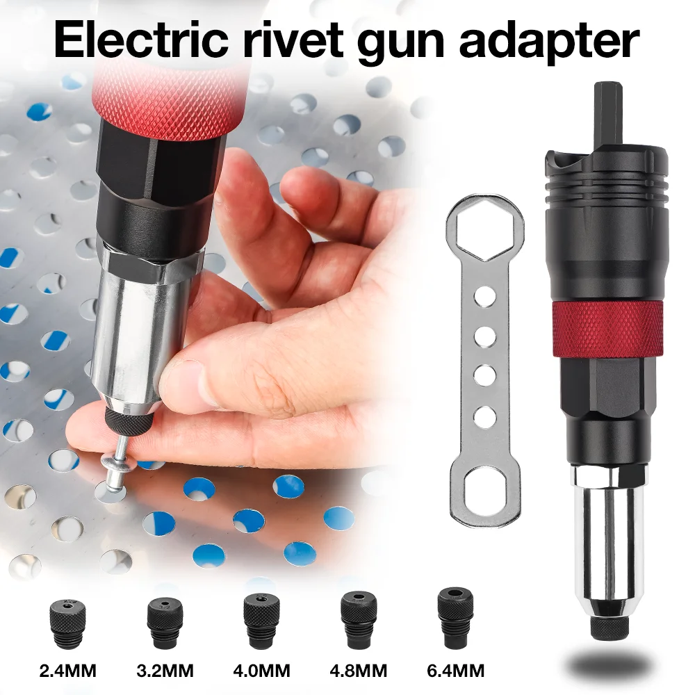 Electric Riveting Machine Kit Cordless Insert Nut Riveting Tools Portable Home Rivet Gun Adapter 2.4MM/3.2MM/4.0MM/4.8MM/6.4MM