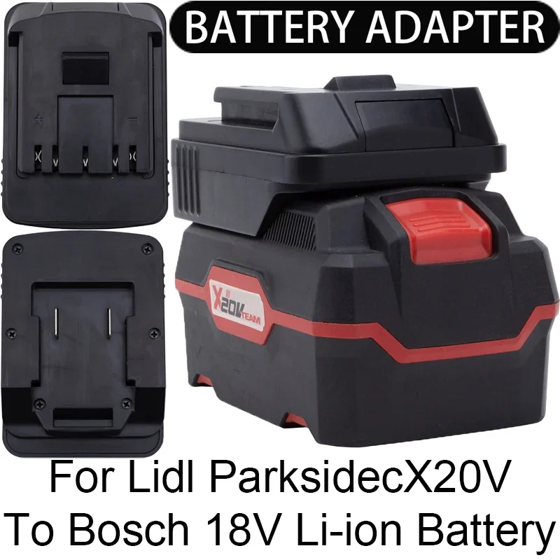 Adapter for Bosch 18V Li-ion tools to Converts to Lidl Parkside X20V Li-ion battery adapter power tool accessories