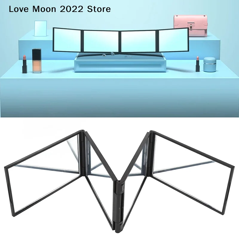 4 طريقة مرآة ثلاثية الطي 360 درجة يده سطح المكتب المحمولة مرآة ماكياج قابلة للطي لقطع الشعر الذاتي مرآة لوضع مساحيق التجميل أداة الجمال