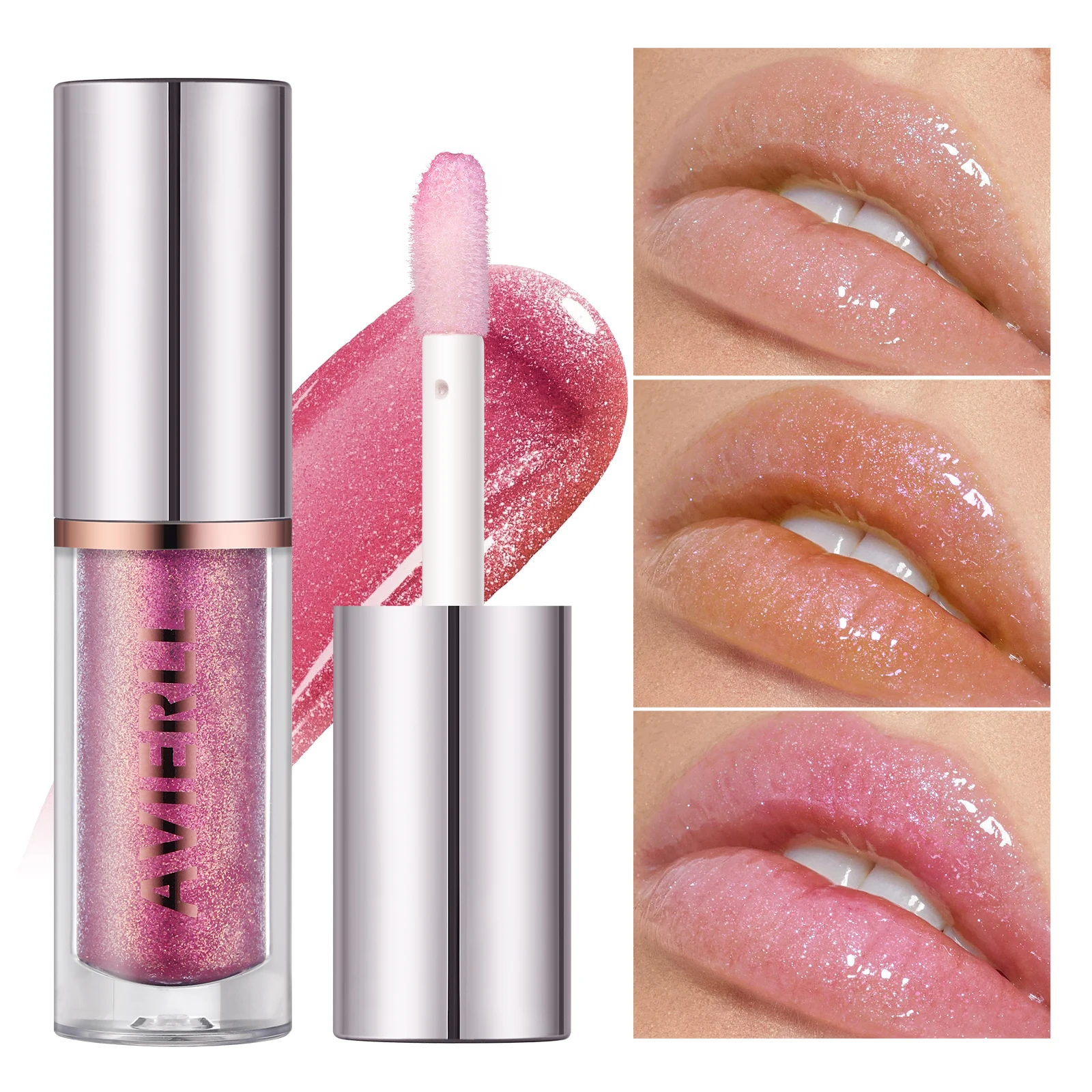 Dazzling Diamond Pearlescent Liquid Lip Oil-Long-Lasting, Glittery Shimmer Finish - Perfect for Party, Stage, Valentine's Day Gi