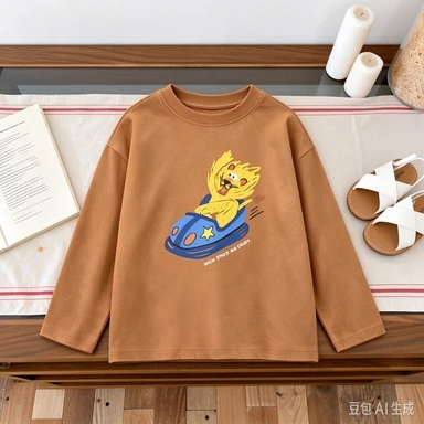 Children's Wear Tops Printed Cartoon Fashion Popular Kids Long Sleeve T-shirt Spring Fall Clothes Simple Casual Kids Base Shirt